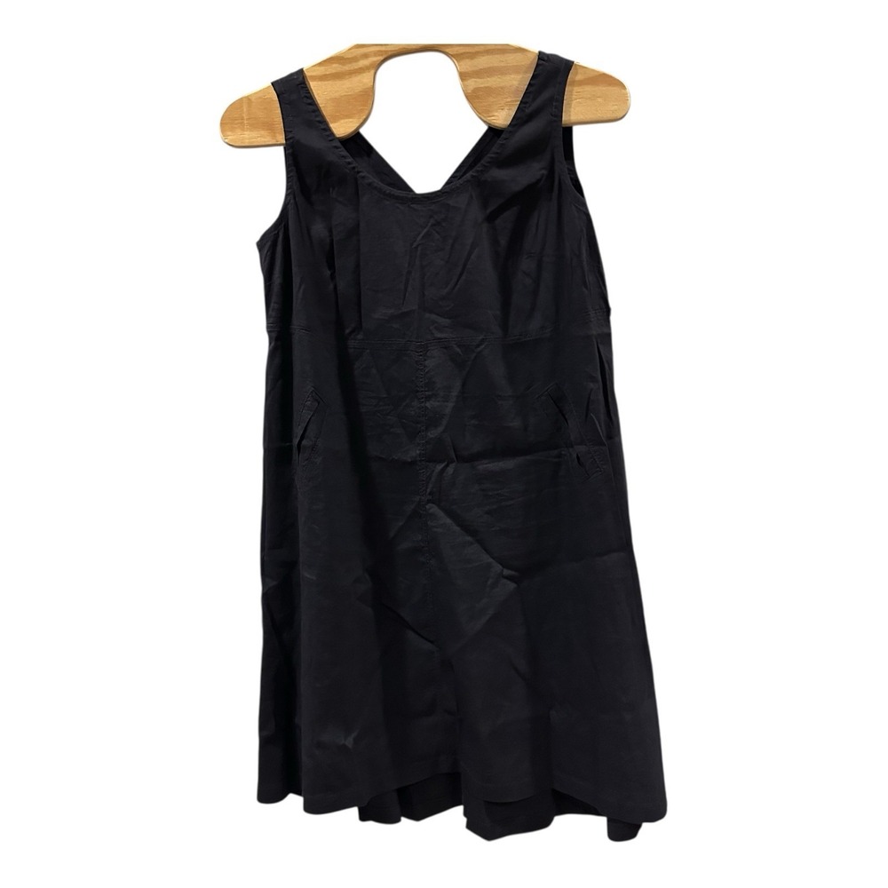 Eileen Fisher Linen Blend Dress Large Black Stretch Sleeveless‎ Minimalist
